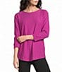 Westbound Solid 3/4 Sleeve Knit Crew Neck Top - Image 1