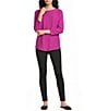 Westbound Solid 3/4 Sleeve Knit Crew Neck Top - Image 3