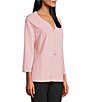 Westbound Solid Knit 3/4 Sleeve Henley Top - Image 3