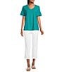 Westbound Solid Short Sleeve V-Neck Top - Image 3