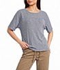 Westbound Space Dye Short Sleeve Crew Neck Rib Knit Top - Image 5