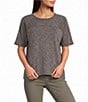 Westbound Space Dye Short Sleeve Crew Neck Rib Knit Top - Image 1