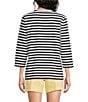 Westbound Perfect Outfit Picks Stripe Print 3/4 Sleeve Crew Neck Top - Image 2