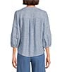 Westbound Stripe Print 3/4 Sleeve V-Neck Top - Image 2