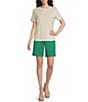 Westbound Perfect Outfit Picks Stripe Print Short Sleeve Crew Neck Tee - Image 3