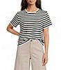 Westbound Perfect Outfit Picks Stripe Print Short Sleeve Crew Neck Tee - Image 1