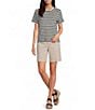 Westbound Perfect Outfit Picks Stripe Print Short Sleeve Crew Neck Tee - Image 3
