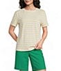 Westbound Perfect Outfit Picks Stripe Print Short Sleeve Crew Neck Tee - Image 1