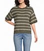Westbound Stripe Short Sleeve Crew Neck Sweater Top - Image 5