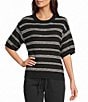 Westbound Stripe Short Sleeve Crew Neck Sweater Top - Image 1