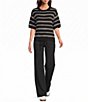 Westbound Stripe Short Sleeve Crew Neck Sweater Top - Image 3