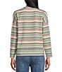 Westbound LUXE Striped Knit Long Sleeve V-Neck Top, Color:Neo Stripe - Image 2