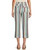 Color:Bright Stripe - Image 2 - The ISLAND Bright Stripe Crop Pull-On Mid Rise Wide Leg Drawstring Waist Pants