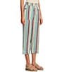 Color:Bright Stripe - Image 3 - The ISLAND Bright Stripe Crop Pull-On Mid Rise Wide Leg Drawstring Waist Pants