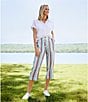 Color:Bright Stripe - Image 6 - The ISLAND Bright Stripe Crop Pull-On Mid Rise Wide Leg Drawstring Waist Pants