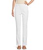 Color:White - Image 1 - the PARK AVE fit Denim Mid Rise Straight Leg Pull-On Pants