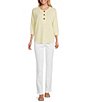 Color:White - Image 3 - the PARK AVE fit Denim Mid Rise Straight Leg Pull-On Pants