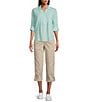 Westbound the Utility Crop Mid Rise Pull-On Pants, Color:Stone - Image 3