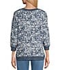 Westbound Tie Dye Drop Print Knit Long Sleeve Button Shoulder Pullover Top, Color:Blue Tie Dye Drops - Image 2