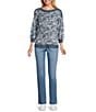 Westbound Tie Dye Drop Print Knit Long Sleeve Button Shoulder Pullover Top, Color:Blue Tie Dye Drops - Image 3