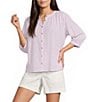 Westbound V-Neck 3/4 Sleeve Button Front Top - Image 5