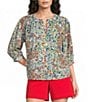 Westbound V-Neck 3/4 Sleeve Button Front Top - Image 1