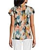 Westbound V-Neck Button Front Flutter Sleeve Top - Image 2