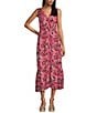 Color:Pink Paisley - Image 1 - V-Neck Sleeveless Button Front Maxi Dress