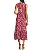Color:Pink Paisley - Image 2 - V-Neck Sleeveless Button Front Maxi Dress