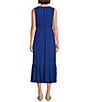 Color:Mazarine Blue - Image 2 - V-Neck Sleeveless Button Front Maxi Dress