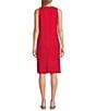 Color:Tomato Puree - Image 2 - V-Neck Sleeveless Linen Blend Shift Midi Dress
