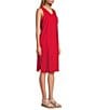 Color:Tomato Puree - Image 3 - V-Neck Sleeveless Linen Blend Shift Midi Dress
