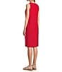 Color:Tomato Puree - Image 4 - V-Neck Sleeveless Linen Blend Shift Midi Dress