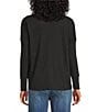 Westbound Waffle Solid Long Sleeve Crew Neck Pullover Top, Color:Black - Image 2