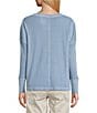 Westbound Waffle Solid Long Sleeve Crew Neck Pullover Top, Color:Windward Blue - Image 2