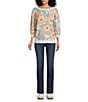Westbound Watercolor Floral Print Knit Long Sleeve Button Shoulder Pullover Top - Image 3