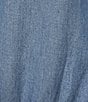 Color:Medium Wash Indigo - Image 3 - Woven Chambray V-Neck 3/4 Sleeve Dress