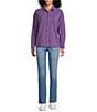 Westbound Woven Collared Oversized Long Sleeve Top, Color:Imperial Palace - Image 5