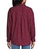 Westbound Woven Collared Oversized Long Sleeve Top, Color:Burgundy - Image 2