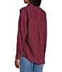 Westbound Woven Collared Oversized Long Sleeve Top, Color:Burgundy - Image 4