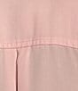 Color:Powder Pink - Image 5 - Woven Long Roll-Tab Sleeve Point Collar Y-Neck Button Front Shirt