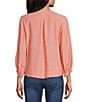 Color:Coral Quartz - Image 2 - Woven Long Sleeve V-Neck Pullover Tie Front Top