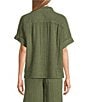Westbound Woven Short Sleeve Button Front Top, Color:Dusty Olive - Image 2