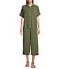 Westbound Woven Short Sleeve Button Front Top, Color:Dusty Olive - Image 3