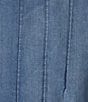 Color:Medium Denim - Image 4 - Woven V-Neck Sleeveless Curved Hem Button Front Blouse