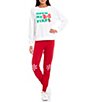 Color:Clean White - Image 3 - Long Dolman Sleeve Crew Neck Festive Holiday Graphic Pullover Shirt