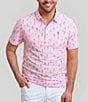 Color:Pink - Image 1 - And They're Off Printed Short Sleeve Polo Shirt