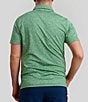Color:Green - Image 2 - Course Talk Printed Melange Knit Short Sleeve Polo Shirt
