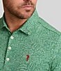 Color:Green - Image 3 - Course Talk Printed Melange Knit Short Sleeve Polo Shirt