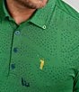 Color:Green - Image 3 - Just A Trim Knit Short Sleeve Printed Polo Shirt